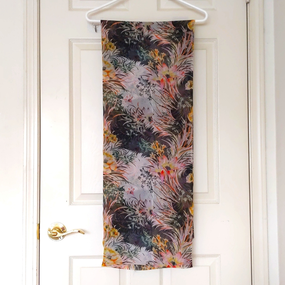 NWOT. 100% Georgette Thin Sheer Silk with Multicolor Floral Fabric.